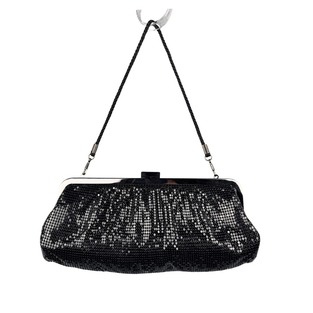 Lancome Black Metal Mesh Clutch Evening Bag Sparkly Formal Handbag
